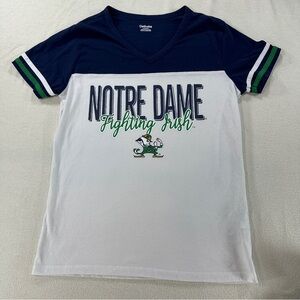 Captivating Notre Dame Women’s Fighting Irish V-Neck Tee in Navy and White Sz S
